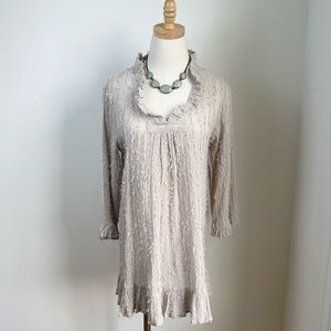 Indigo Soul Ruffled Neck Cotton Blouse, Med